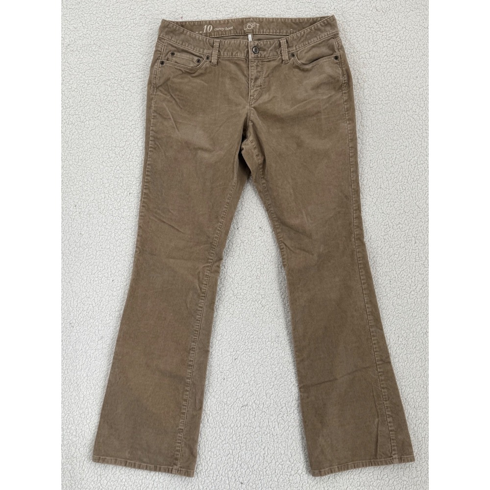 Ann Taylor LOFT Curvy Boot Corduroy Pants Women Size 10 Brown Tan Casual Fall